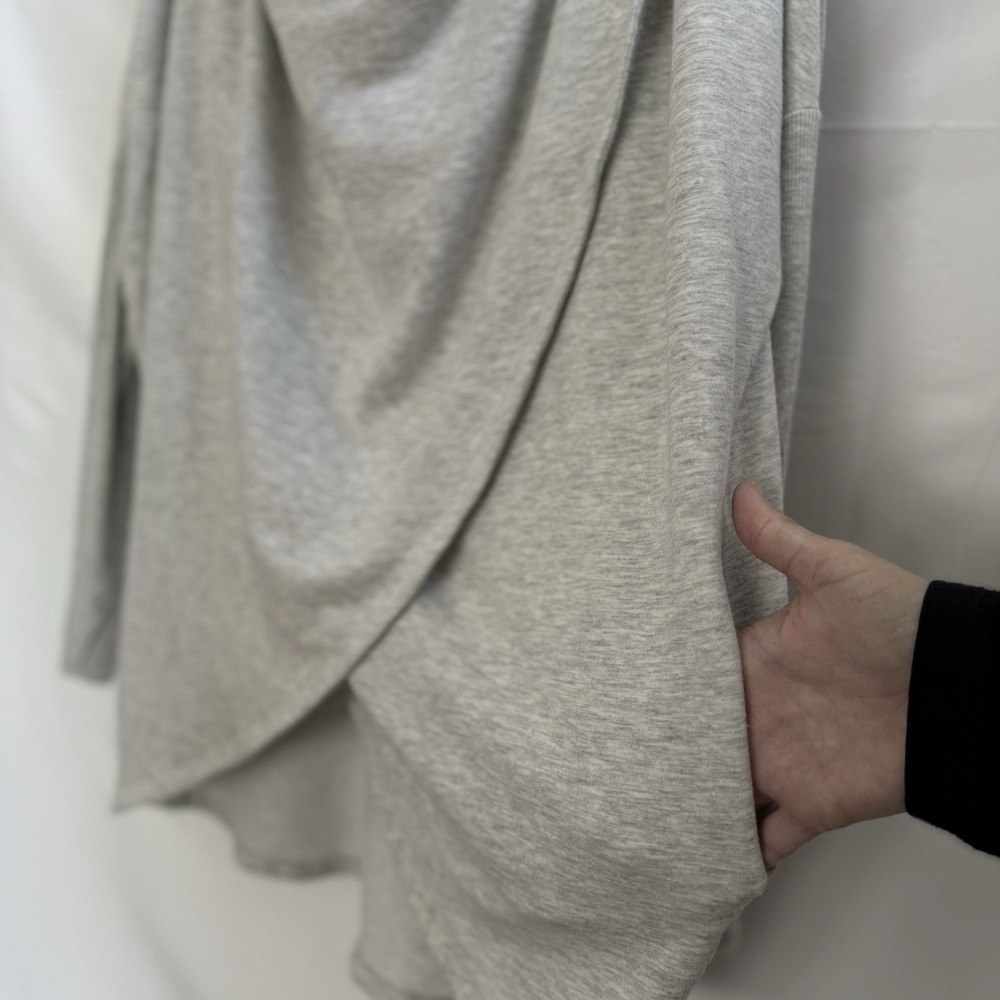 Athleta Hoodie Womens Large Gray Wrap Front Cowl Neck Lightweight Modal Knit - Picture 5 of 13